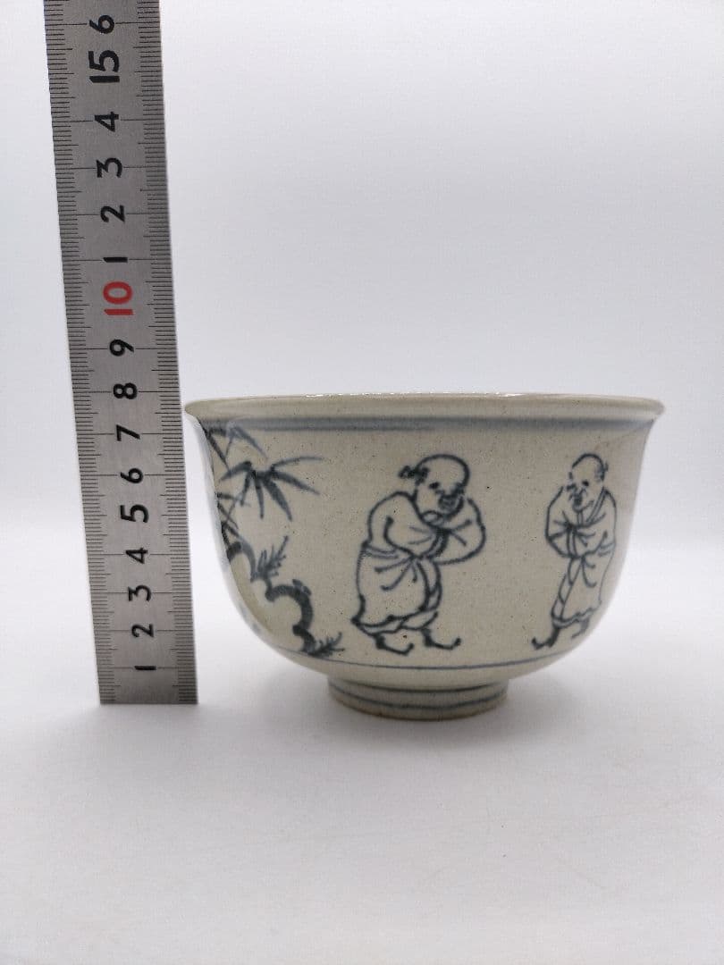 Zeze-yaki Annam Seven Sages Tea Bowl - Enshu Kiln Chawan by Omi Kagerou-en