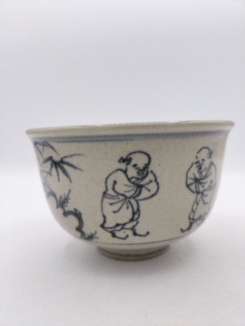 Zeze-yaki Annam Seven Sages Tea Bowl - Enshu Kiln Chawan by Omi Kagerou-en