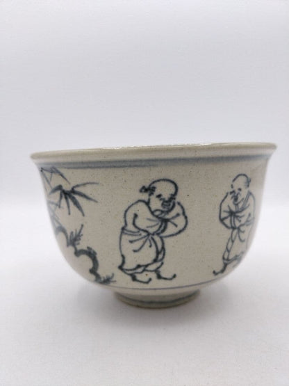 Zeze-yaki Annam Seven Sages Tea Bowl - Enshu Kiln Chawan by Omi Kagerou-en