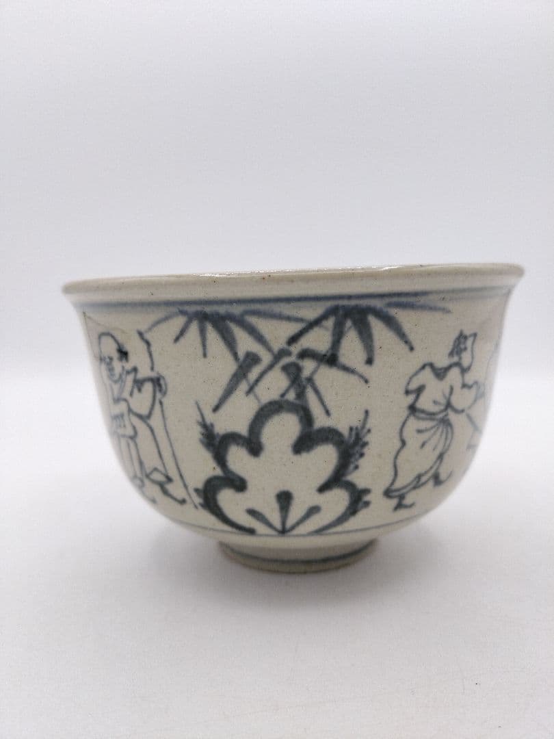 Zeze-yaki Annam Seven Sages Tea Bowl - Enshu Kiln Chawan by Omi Kagerou-en