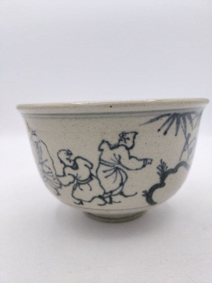 Zeze-yaki Annam Seven Sages Tea Bowl - Enshu Kiln Chawan by Omi Kagerou-en