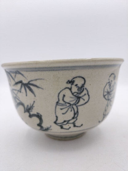 Zeze-yaki Annam Seven Sages Tea Bowl - Enshu Kiln Chawan by Omi Kagerou-en