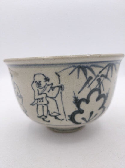 Zeze-yaki Annam Seven Sages Tea Bowl - Enshu Kiln Chawan by Omi Kagerou-en
