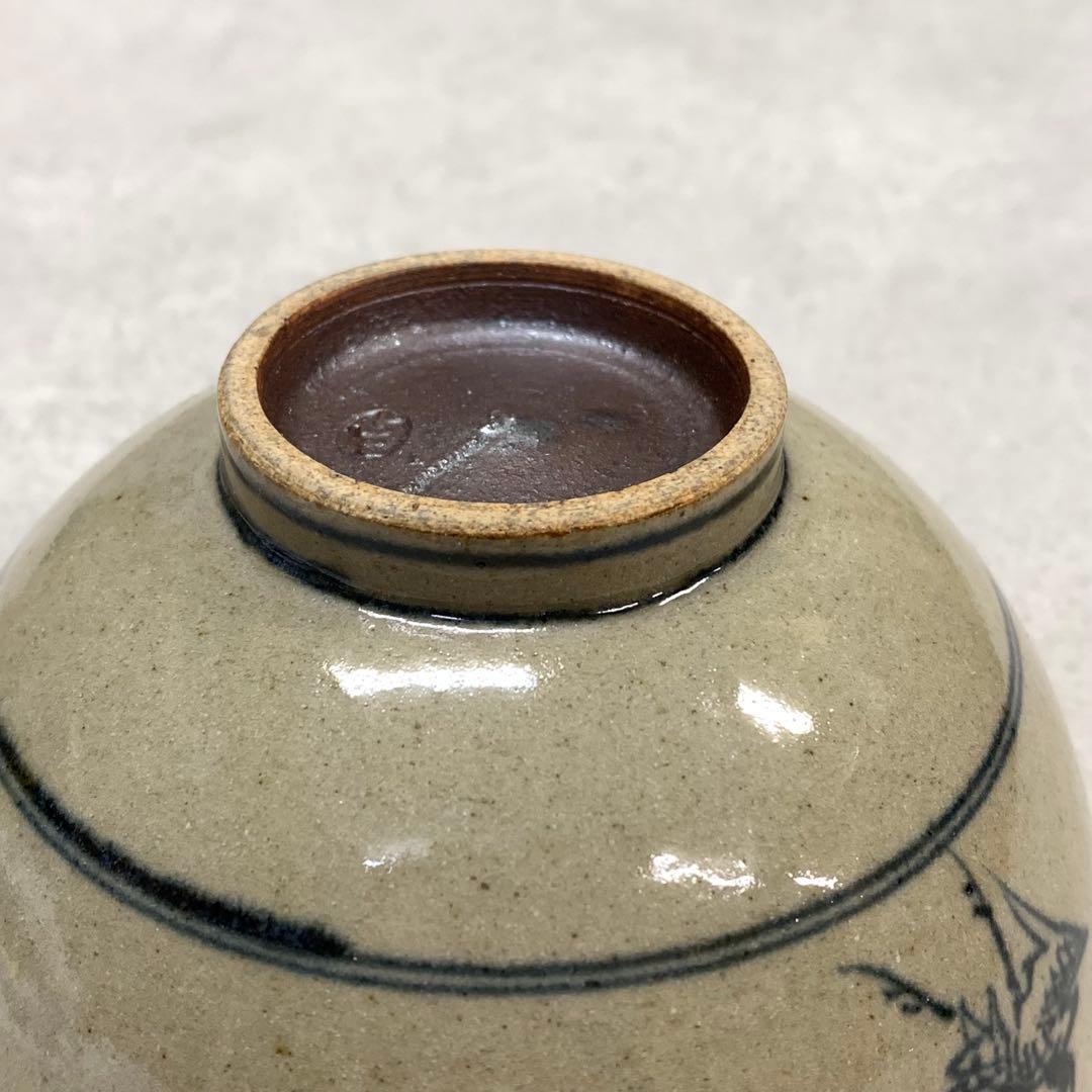 Zeze-yaki Annan-utsushi Cloud Crane Chawan — Blue Sometsuke Tea Bowl Shiga Prefecture