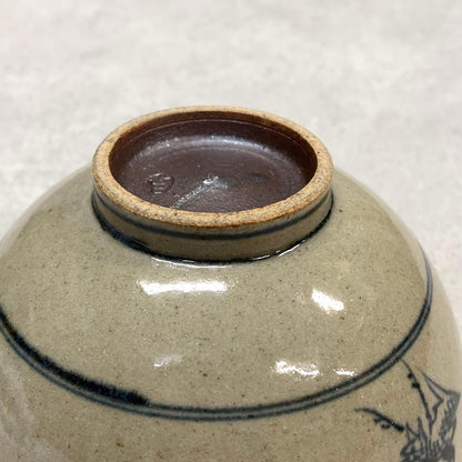 Zeze-yaki Annan-utsushi Cloud Crane Chawan — Blue Sometsuke Tea Bowl Shiga Prefecture