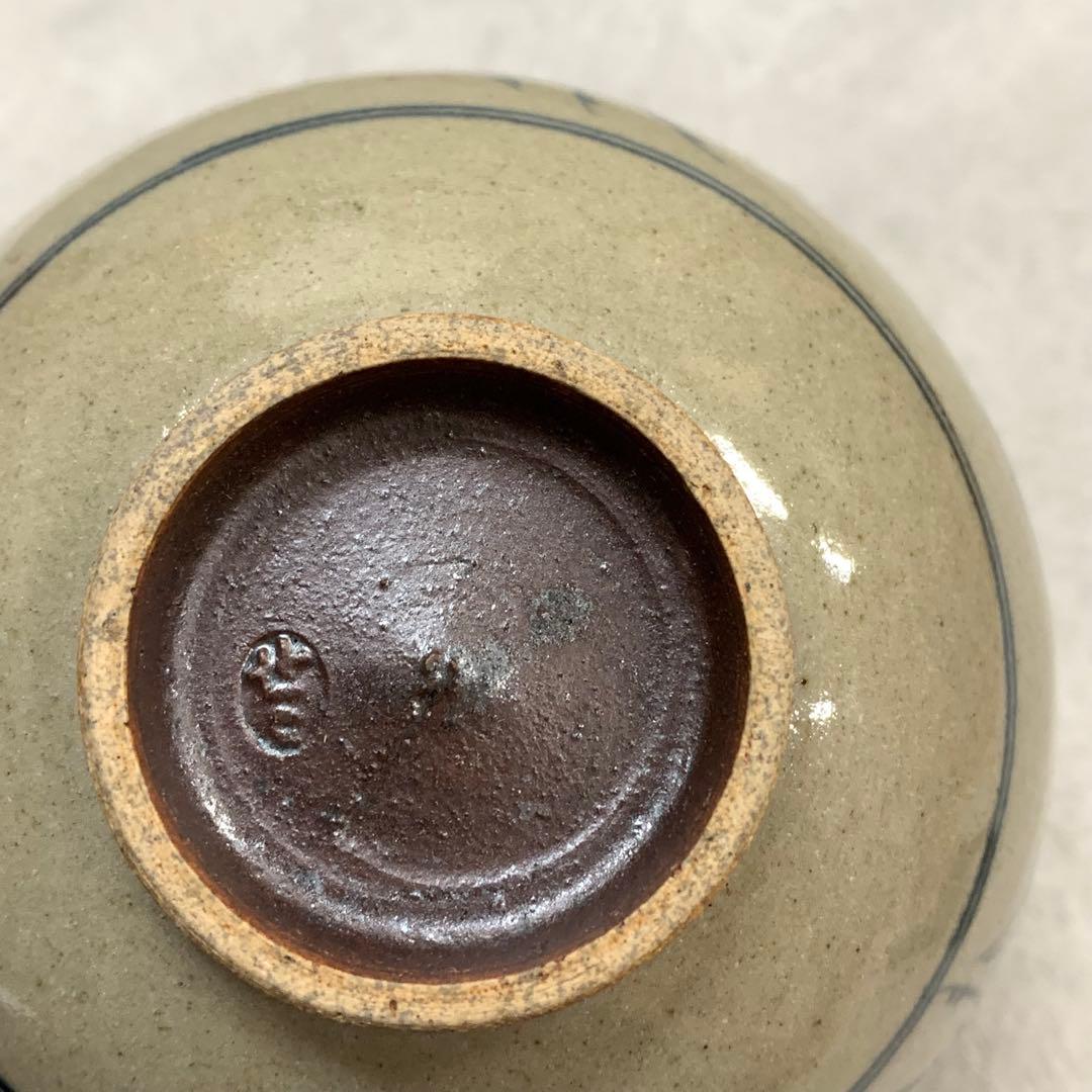 Zeze-yaki Annan-utsushi Cloud Crane Chawan — Blue Sometsuke Tea Bowl Shiga Prefecture