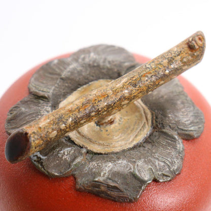 Kawagishi Mitsumasa Wajima Kanshitsu Lacquer Persimmon Kogo Incense Container, Signed Box