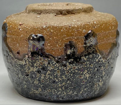 Ogon Tenmoku Guinomi by Fujii Shigeo | Golden Crystalline Glaze Sake Cup with Box