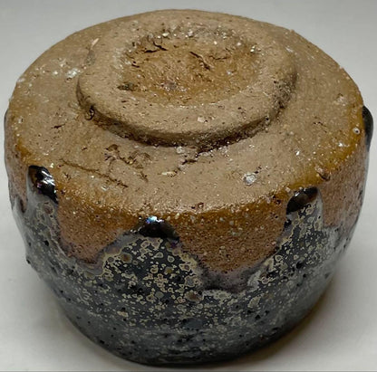 Ogon Tenmoku Guinomi by Fujii Shigeo | Golden Crystalline Glaze Sake Cup with Box