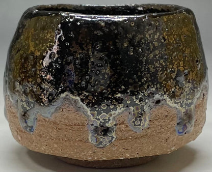 Ogon Tenmoku Guinomi by Fujii Shigeo | Golden Crystalline Glaze Sake Cup with Box