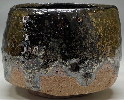 Ogon Tenmoku Guinomi by Fujii Shigeo | Golden Crystalline Glaze Sake Cup with Box