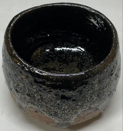 Ogon Tenmoku Guinomi by Fujii Shigeo | Golden Crystalline Glaze Sake Cup with Box