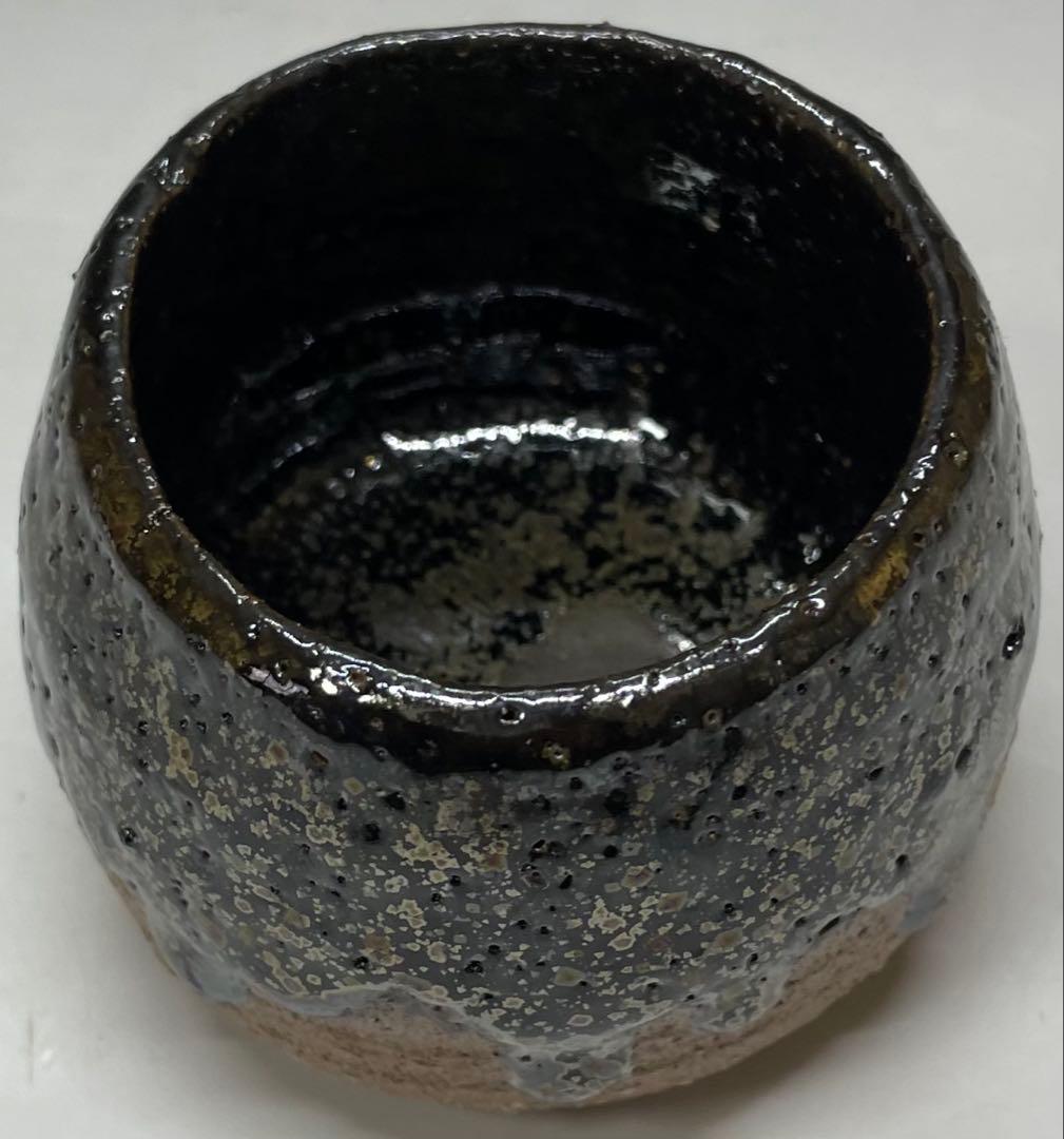 Ogon Tenmoku Guinomi by Fujii Shigeo | Golden Crystalline Glaze Sake Cup with Box