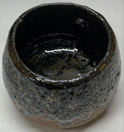 Ogon Tenmoku Guinomi by Fujii Shigeo | Golden Crystalline Glaze Sake Cup with Box