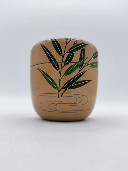 Japanese White Urushi Tea Caddy with Kingfisher Maki-e by Nakamura Kosai