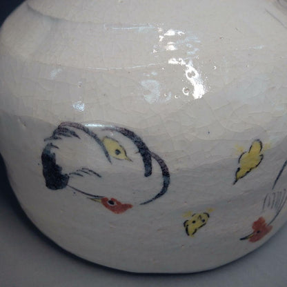 Daigo Kiln Zodiac Rooster Tea Bowl — Crackle Glaze Eto Chawan
