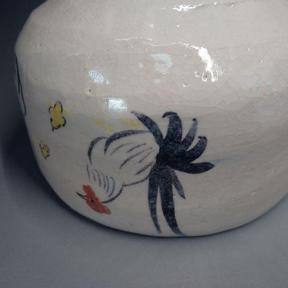 Daigo Kiln Zodiac Rooster Tea Bowl — Crackle Glaze Eto Chawan