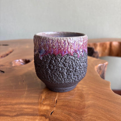 Shintsu Yunomi | Volcanic Texture Purple-Blue Kiln-Change Glaze | Signed Box | Tea Cup