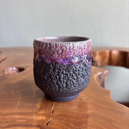 Shintsu Yunomi | Volcanic Texture Purple-Blue Kiln-Change Glaze | Signed Box | Tea Cup
