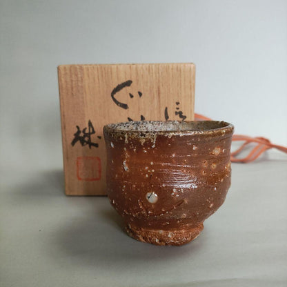 Hashimoto Makoto Shigaraki Guinomi - Six Ancient Kilns Sake Cup with Ishihaze