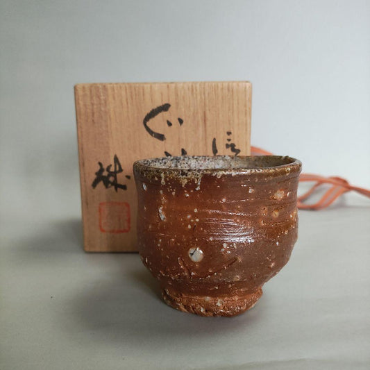 Hashimoto Makoto Shigaraki Guinomi - Six Ancient Kilns Sake Cup with Ishihaze