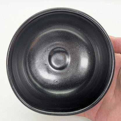 Kuro-Oribe Chawan by Mizuno Juzan — Black and Shino Two-Zone Matcha Bowl, Tomobako
