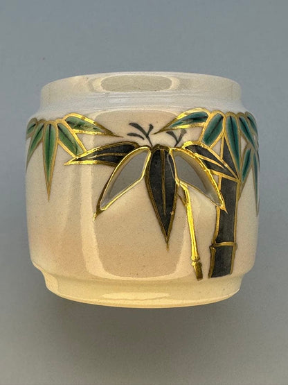 Bamboo Futaoki Lid Rest by Makuzu Kosai — Kyoto Kinrande Porcelain Tea Ceremony Utensil