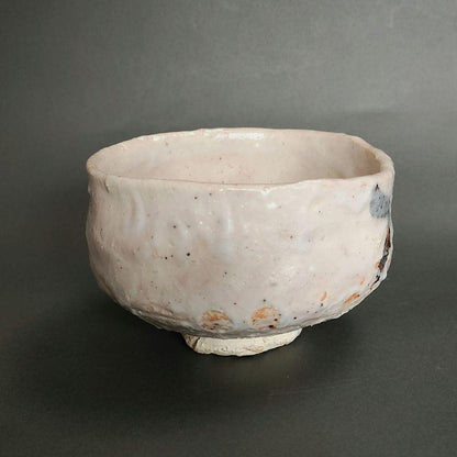 Ando Minoru E-Shino Tea Bowl - Iron Lattice Motif Mino Chawan with Box