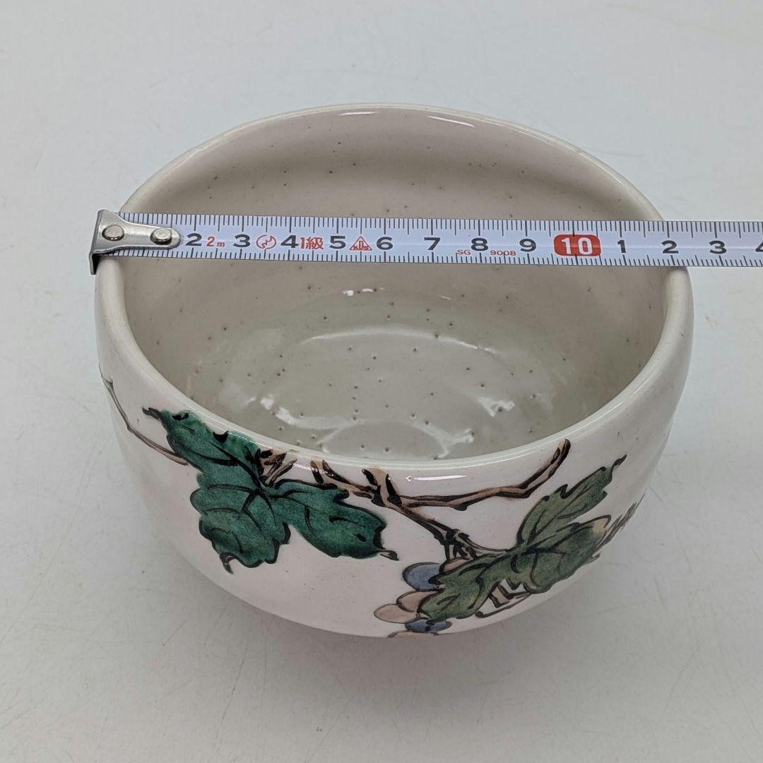 Iro-e Grape Vine Tea Bowl by Rikiishi Shunji — Polychrome Mashiko Chawan