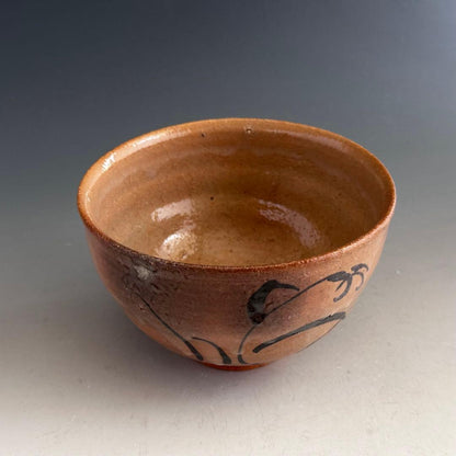 E-Karatsu Tea Bowl by Inoue Toya - Kagamiyama Kiln Grass Motif