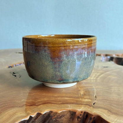 Takatori Ware Faceted Matcha Bowl by Takatori Shinobu — Enshu Konomi Mentori Chawan with Original Signed Box