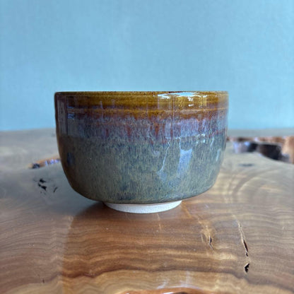 Takatori Ware Faceted Matcha Bowl by Takatori Shinobu — Enshu Konomi Mentori Chawan with Original Signed Box
