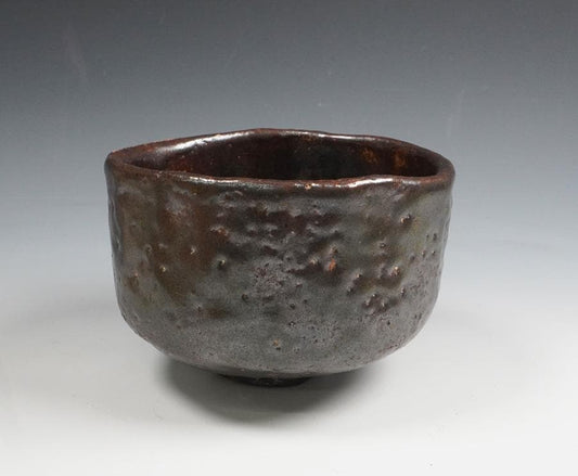 Kano Hakuo Tea Bowl "Houn" — Black Raku, Named Work, Tomobako