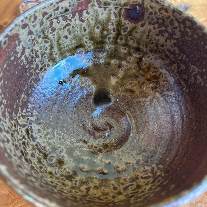 Japanese Ash Glaze Matcha Bowl Chawan - Wabi Sabi Brown Mottled Pottery