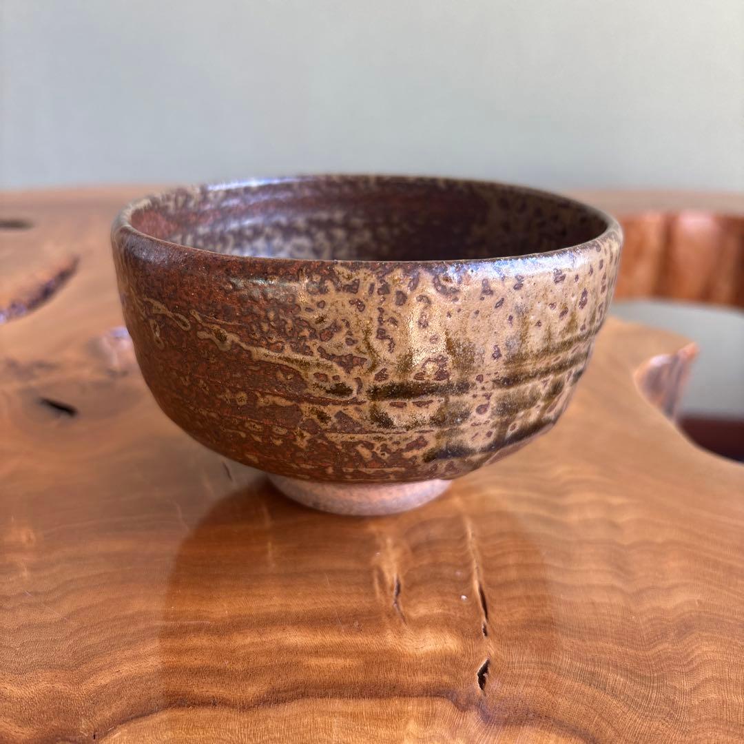 Japanese Ash Glaze Matcha Bowl Chawan - Wabi Sabi Brown Mottled Pottery