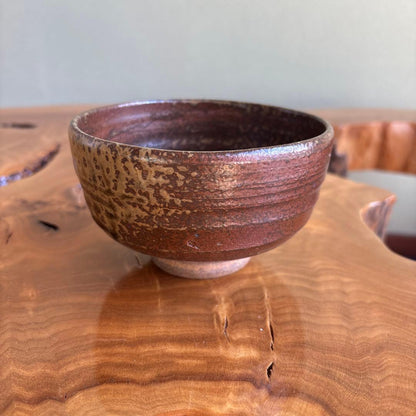Japanese Ash Glaze Matcha Bowl Chawan - Wabi Sabi Brown Mottled Pottery