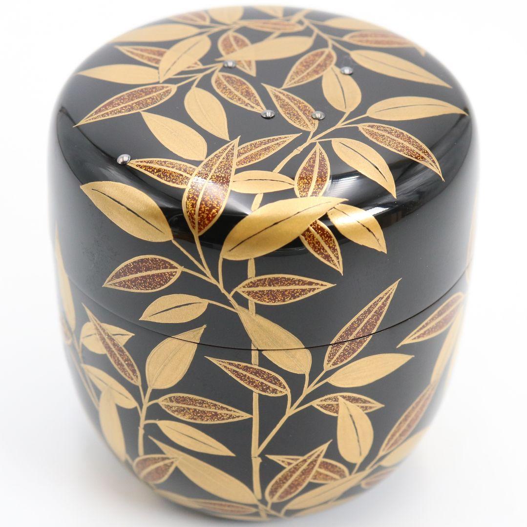 Naka-Natsume by Nakamura Soetsu — Sasa-Tsuyu Bamboo Dew Maki-e, Black Lacquer, Tomobako