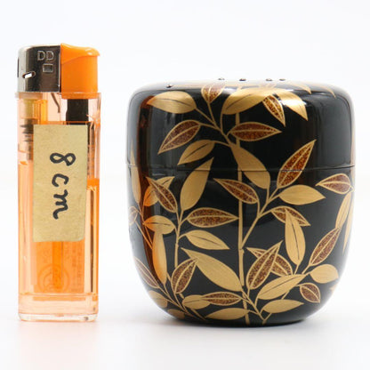 Naka-Natsume by Nakamura Soetsu — Sasa-Tsuyu Bamboo Dew Maki-e, Black Lacquer, Tomobako