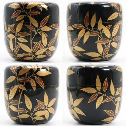 Naka-Natsume by Nakamura Soetsu — Sasa-Tsuyu Bamboo Dew Maki-e, Black Lacquer, Tomobako