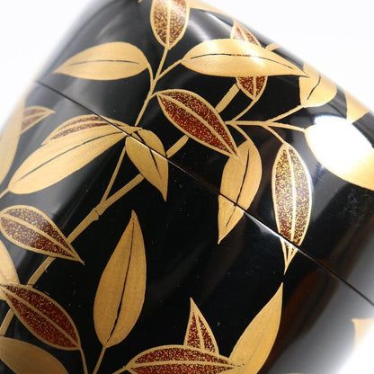 Naka-Natsume by Nakamura Soetsu — Sasa-Tsuyu Bamboo Dew Maki-e, Black Lacquer, Tomobako