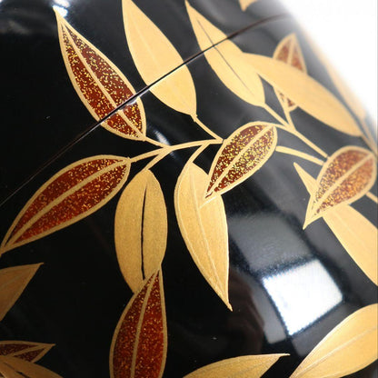 Naka-Natsume by Nakamura Soetsu — Sasa-Tsuyu Bamboo Dew Maki-e, Black Lacquer, Tomobako