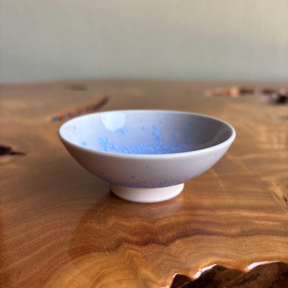 Imari Ando-gama Guinomi Sake Cup with Original Box — Crystalline Blue Glaze, Unused