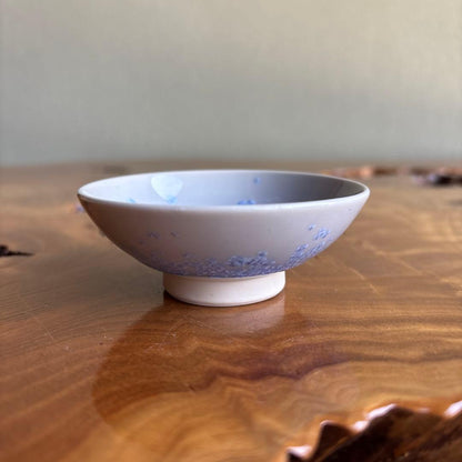 Imari Ando-gama Guinomi Sake Cup with Original Box — Crystalline Blue Glaze, Unused