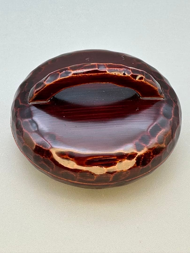 Kyoto Lacquer Kogo Incense Container by Suzuki Kounyu - Hajiki Chestnut Form with Gold Maki-e Leaf Tray - Signed Tomobako Tea Ceremony Tool