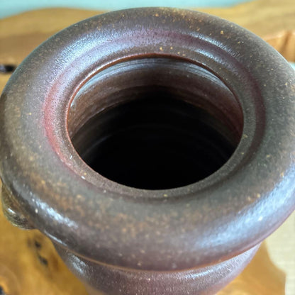 Bizen Ware Flower Vase Hanaire by Matsuen | Anagama-Fired Stoneware with Natural Ash | Tomobako | Okayama Japan