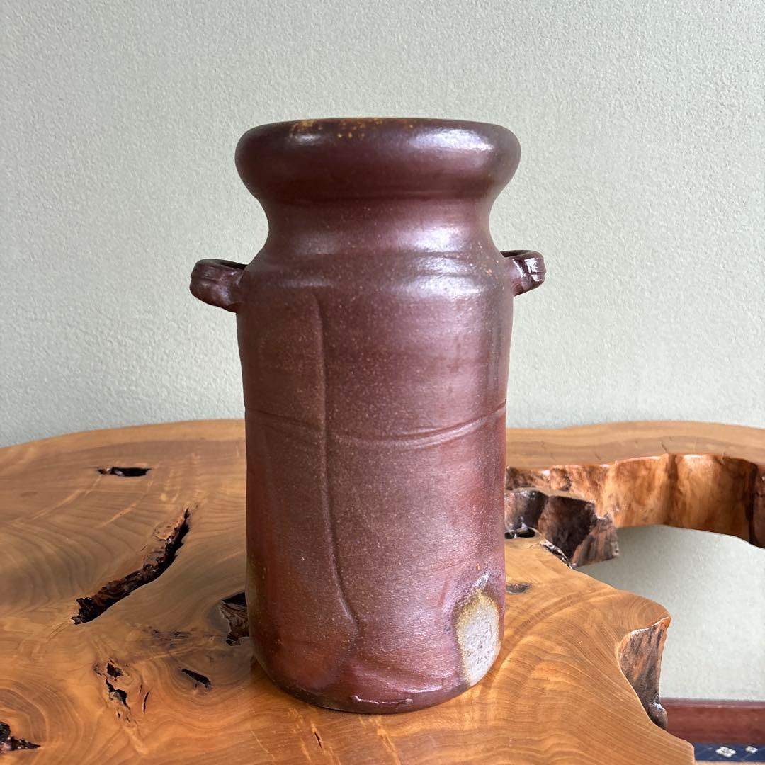 Bizen Ware Flower Vase Hanaire by Matsuen | Anagama-Fired Stoneware with Natural Ash | Tomobako | Okayama Japan