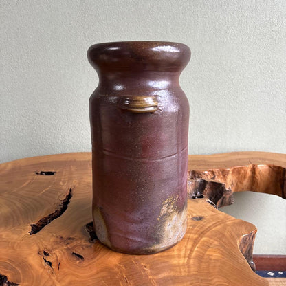 Bizen Ware Flower Vase Hanaire by Matsuen | Anagama-Fired Stoneware with Natural Ash | Tomobako | Okayama Japan