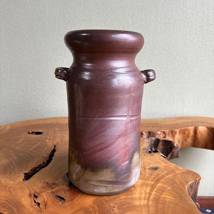 Bizen Ware Flower Vase Hanaire by Matsuen | Anagama-Fired Stoneware with Natural Ash | Tomobako | Okayama Japan