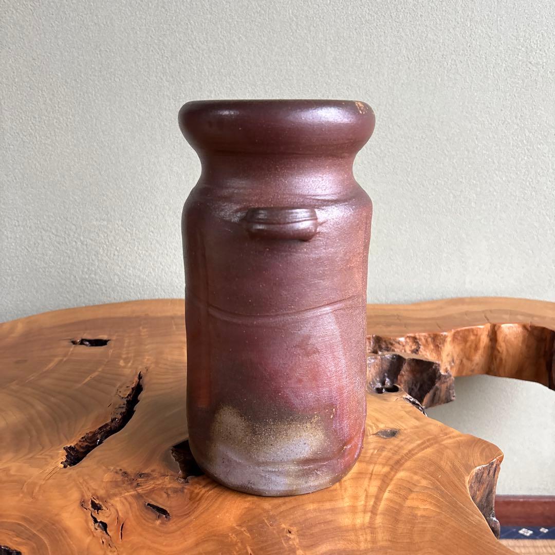 Bizen Ware Flower Vase Hanaire by Matsuen | Anagama-Fired Stoneware with Natural Ash | Tomobako | Okayama Japan