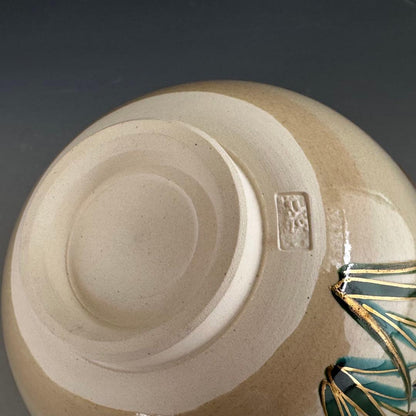 Iris Chawan Tea Bowl by Kinkozan Koho — Iro-e Kakitsubata Kyoto Ware with Original Signed Box